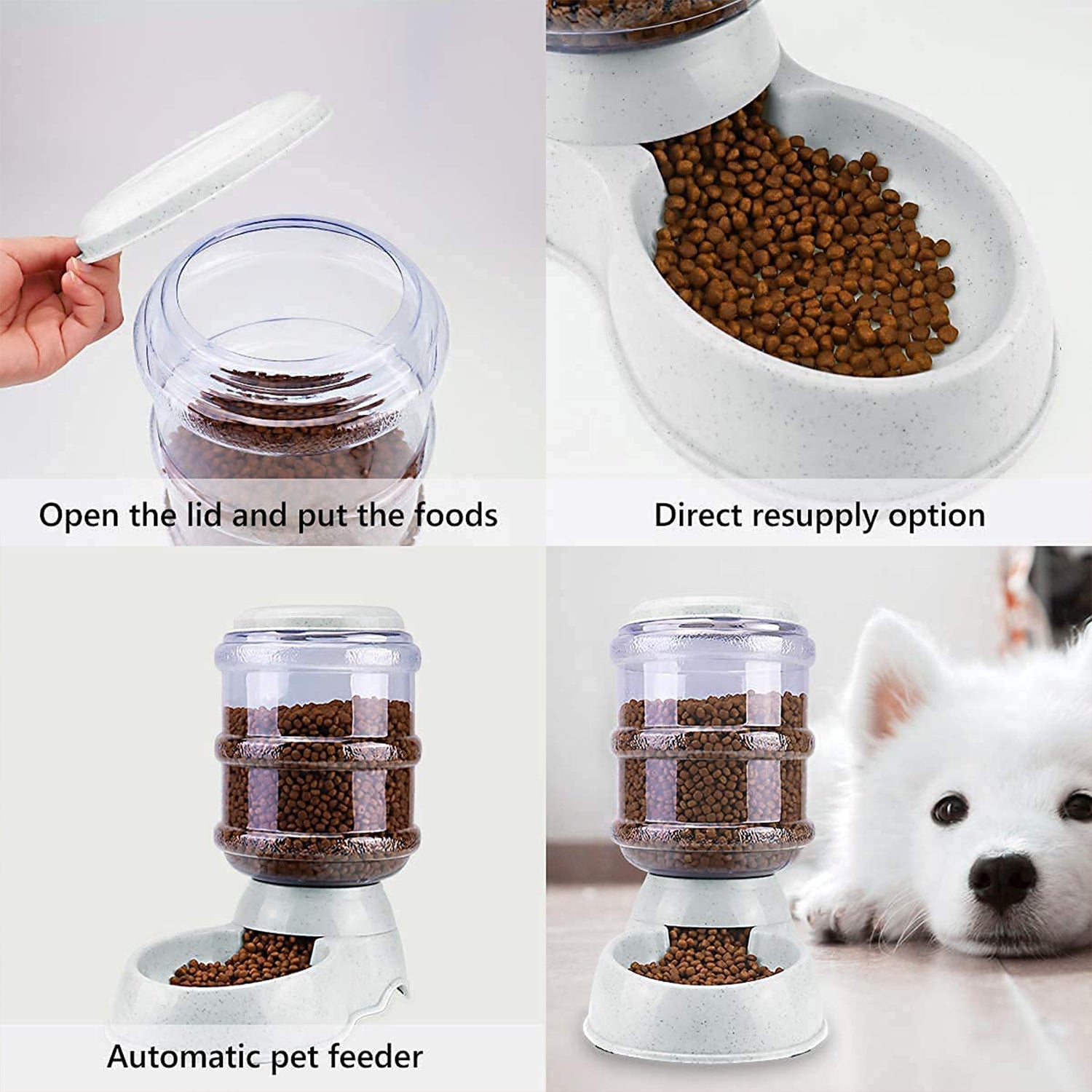 Pet Feeder Food Dispenser - Automatic Gravity Dry Food Storage Bottle