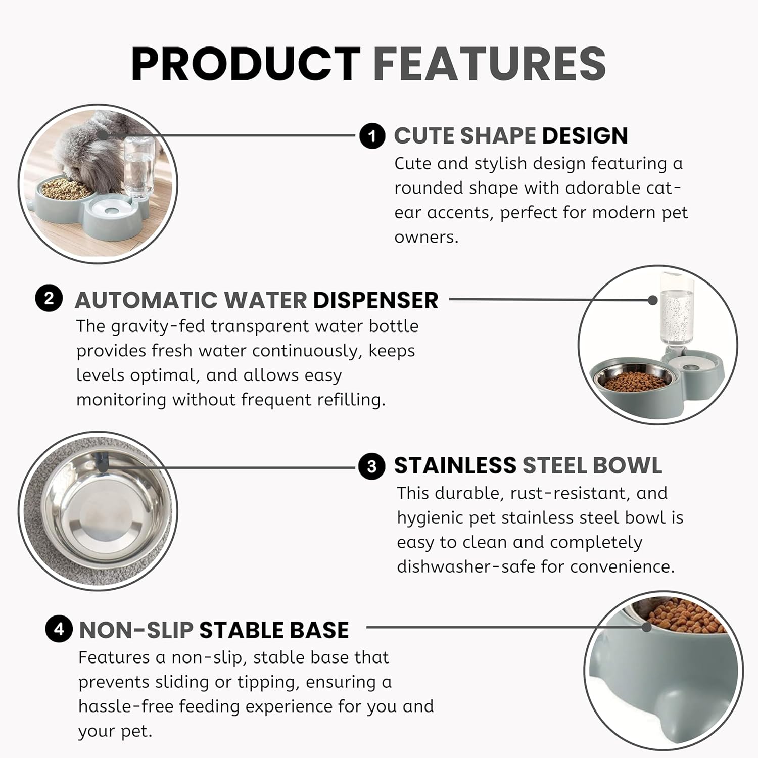 2in1 Pet Feeding Bowl and Water Bottle Set for Puppies and Cats | Stainless Steel Bowl
